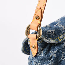 Load the image into the gallery viewer. 新品同様品 LOUIS VUITTON ルイヴィトン ハンドバッグ ミニプリーティ デニム ブルー モノグラムデニム M95050 中古 4a006256