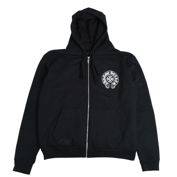 新品未使用 CHROME HEARTS クロムハーツ ジップアップフーディー パーカー サイズM 東京限定 ホースシュー ブラック 中古 4a006260