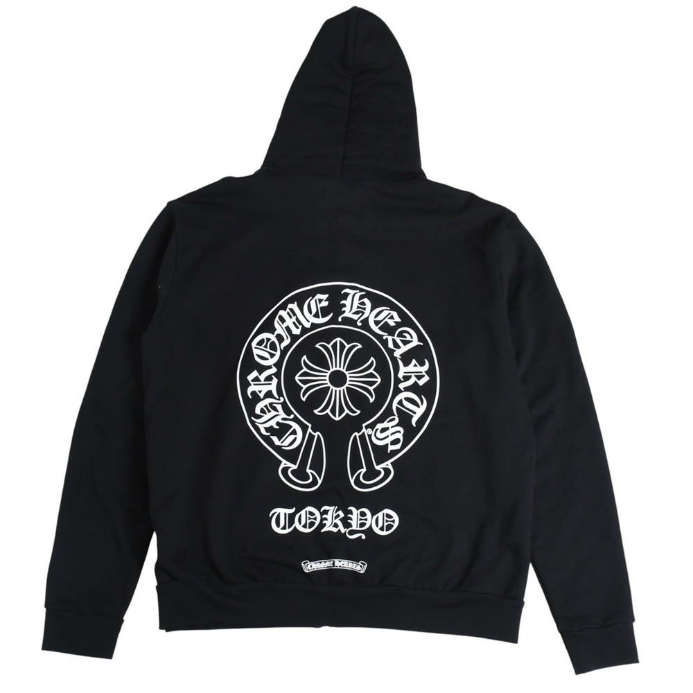 新品未使用 CHROME HEARTS クロムハーツ ジップアップフーディー パーカー サイズM 東京限定 ホースシュー ブラック 中古 4a006260
