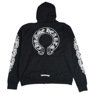 新品未使用 CHROME HEARTS クロムハーツ ジップアップフーディー パーカー サイズM フローラルクロス ブラック 中古 4a006244