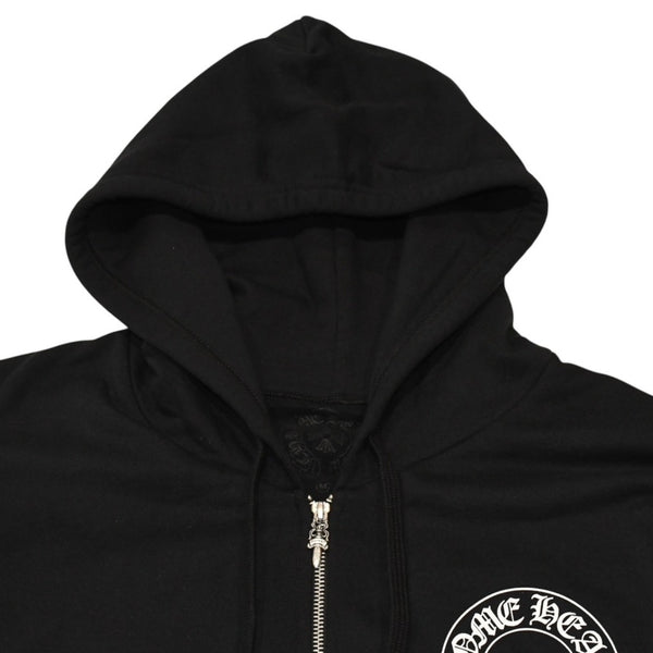 新品未使用 CHROME HEARTS クロムハーツ ジップアップフーディー パーカー サイズM フローラルクロス ブラック 中古 4a006244