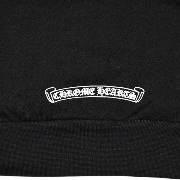 新品未使用 CHROME HEARTS クロムハーツ ジップアップフーディー パーカー サイズM フローラルクロス ブラック 中古 4a006244