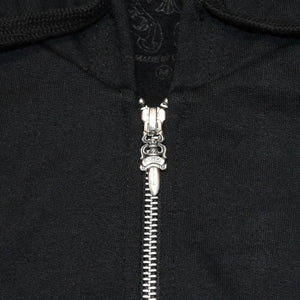 新品未使用 CHROME HEARTS クロムハーツ ジップアップフーディー パーカー サイズM フローラルクロス ブラック 中古 4a006244