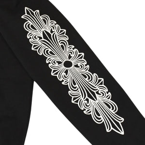 新品未使用 CHROME HEARTS クロムハーツ ジップアップフーディー パーカー サイズM フローラルクロス ブラック 中古 4a006244