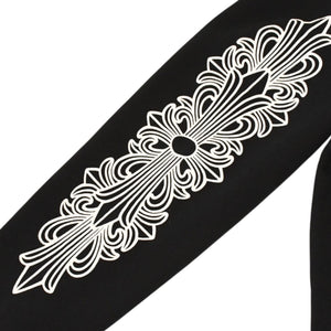 新品未使用 CHROME HEARTS クロムハーツ ジップアップフーディー パーカー サイズM フローラルクロス ブラック 中古 4a006244