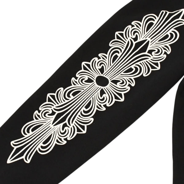 新品未使用 CHROME HEARTS クロムハーツ ジップアップフーディー パーカー サイズM フローラルクロス ブラック 中古 4a006244