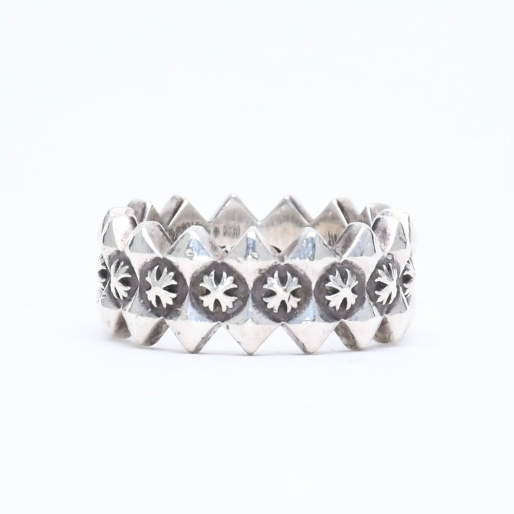CHROME HEARTS クロムハーツ DOUBLE PYRAMID PLUS RING ダブルピラミッド プラス リング 重量10.19g サイズ14号 シルバー925 美品 中古 4a006267