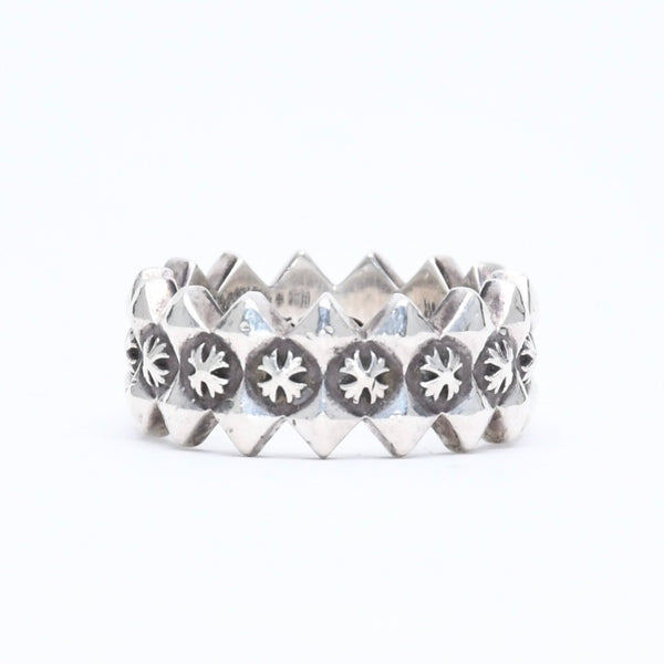CHROME HEARTS クロムハーツ DOUBLE PYRAMID PLUS RING ダブルピラミッド プラス リング 重量10.19g サイズ14号 シルバー925 美品 中古 4a006267