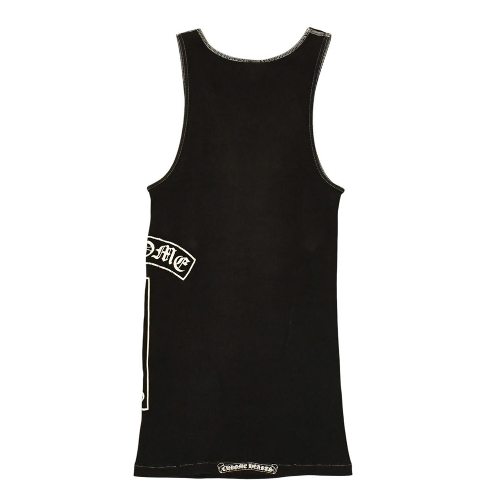 CHROME HEARTS クロムハーツ オールド タンクトップ サイズL CHクロス オールドイングリッシュ Tバー ブラック ホワイト 美品 中古 4a006271
