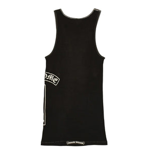 CHROME HEARTS クロムハーツ オールド タンクトップ サイズL CHクロス オールドイングリッシュ Tバー ブラック ホワイト 美品 中古 4a006271
