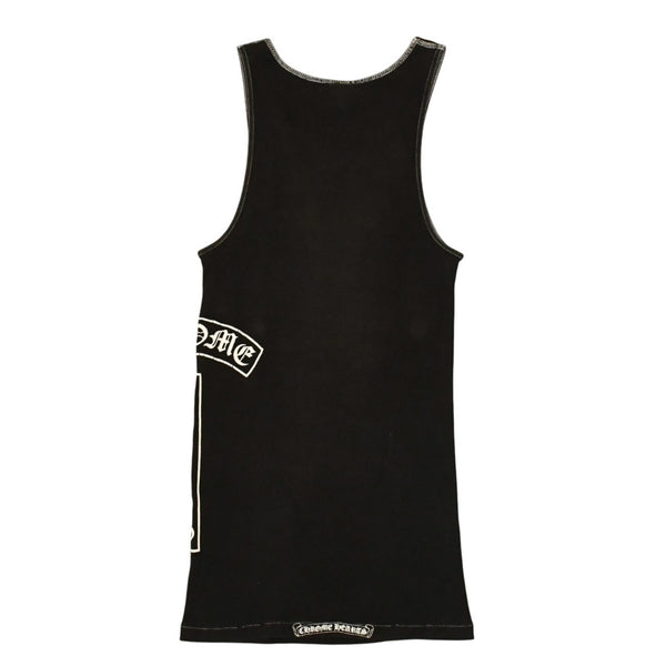 CHROME HEARTS クロムハーツ オールド タンクトップ サイズL CHクロス オールドイングリッシュ Tバー ブラック ホワイト 美品 中古 4a006271