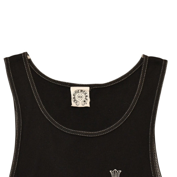 CHROME HEARTS クロムハーツ オールド タンクトップ サイズL CHクロス オールドイングリッシュ Tバー ブラック ホワイト 美品 中古 4a006271