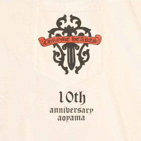 極美品 CHROME HEARTS クロムハーツ 半袖Tシャツ サイズS 青山店10周年記念 ヴァインダガー ホワイト 中古 4a006281