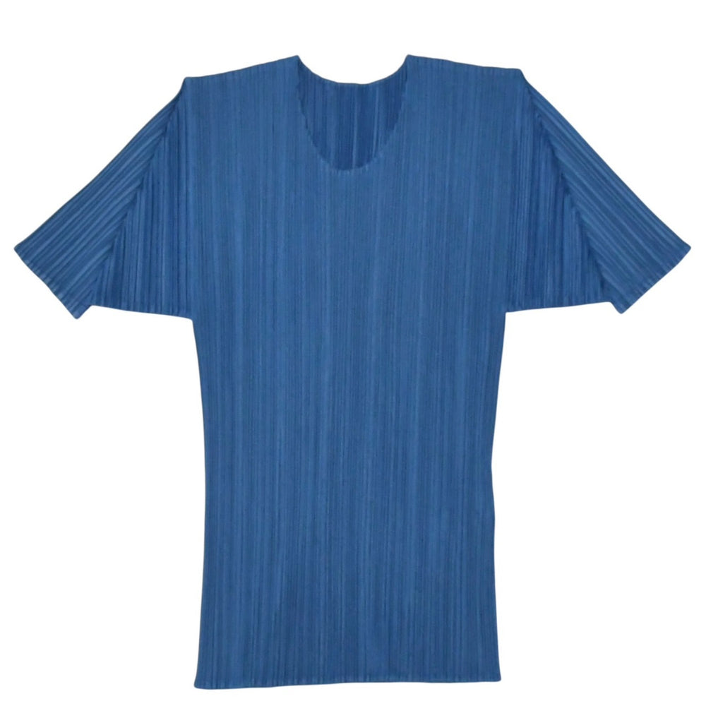 極美品 ISSEI MIYAKE イッセイミヤケ PLEATS PLEASE プリーツプリーズ トップス 半袖 ブルー サイズ4 中古 4a006118