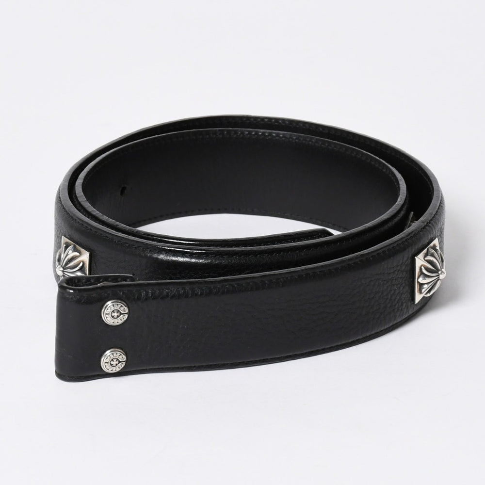極美品 CHROME HEARTS クロムハーツ PYRAMID PLS STUDS ゼロピラミッド ベルトストラップ サイズ32 レザー シルバー925 中古 4a006273