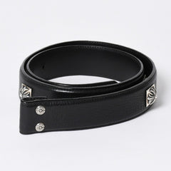 極美品 CHROME HEARTS クロムハーツ PYRAMID PLS STUDS ゼロピラミッド ベルトストラップ サイズ32 レザー シルバー925 中古 4a006273