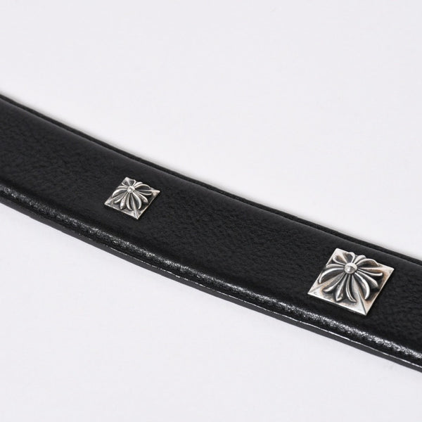 極美品 CHROME HEARTS クロムハーツ PYRAMID PLS STUDS ゼロピラミッド ベルトストラップ サイズ32 レザー シルバー925 中古 4a006273