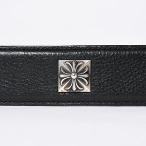 極美品 CHROME HEARTS クロムハーツ PYRAMID PLS STUDS ゼロピラミッド ベルトストラップ サイズ32 レザー シルバー925 中古 4a006273