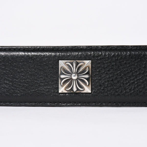 極美品 CHROME HEARTS クロムハーツ PYRAMID PLS STUDS ゼロピラミッド ベルトストラップ サイズ32 レザー シルバー925 中古 4a006273