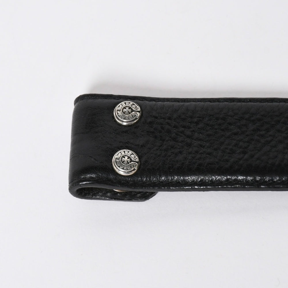 極美品 CHROME HEARTS クロムハーツ PYRAMID PLS STUDS ゼロピラミッド ベルトストラップ サイズ32 レザー シルバー925 中古 4a006273