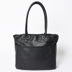 極美品 CHROME HEARTS クロムハーツ TOTE 4 POCKET 4ポケット レザートートバッグ CHクロスパッチ 4パッチ ダガー ブラック 中古 4a006275