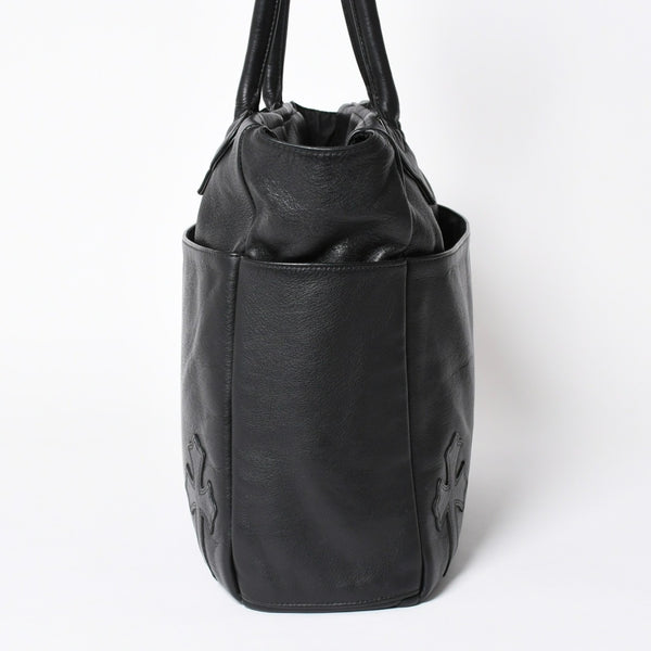 極美品 CHROME HEARTS クロムハーツ TOTE 4 POCKET 4ポケット レザートートバッグ CHクロスパッチ 4パッチ ダガー ブラック 中古 4a006275