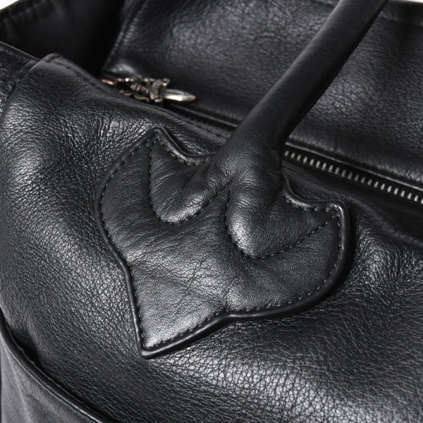 極美品 CHROME HEARTS クロムハーツ TOTE 4 POCKET 4ポケット レザートートバッグ CHクロスパッチ 4パッチ ダガー ブラック 中古 4a006275
