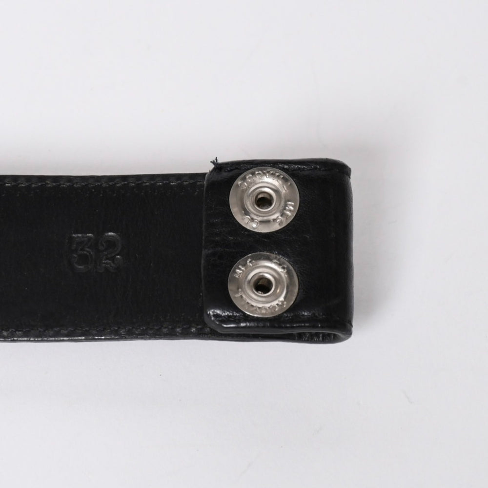 極美品 CHROME HEARTS クロムハーツ PYRAMID PLS STUDS ゼロピラミッド ベルトストラップ サイズ32 レザー シルバー925 中古 4a006273
