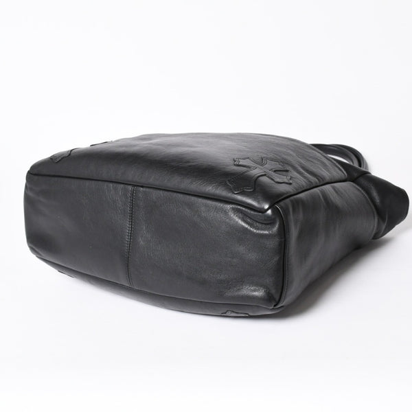 極美品 CHROME HEARTS クロムハーツ TOTE 4 POCKET 4ポケット レザートートバッグ CHクロスパッチ 4パッチ ダガー ブラック 中古 4a006275