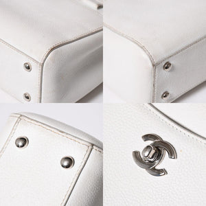 CHANEL シャネル ネオ エグゼクティブ トート スモール ハンドバッグ 2WAY A69929 ココマーク キャビアスキン シルバー金具 良品 中古 4a006135