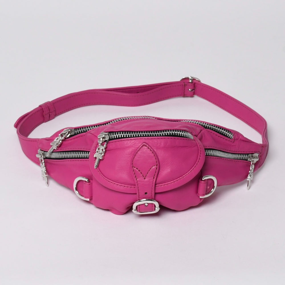 極美品 CHROME HEARTS クロムハーツ SNAT PACK MINI スナットパック ミニ ボディバッグ ダガー ガンスリンガー ピンク シルバー925 中古 4a006161