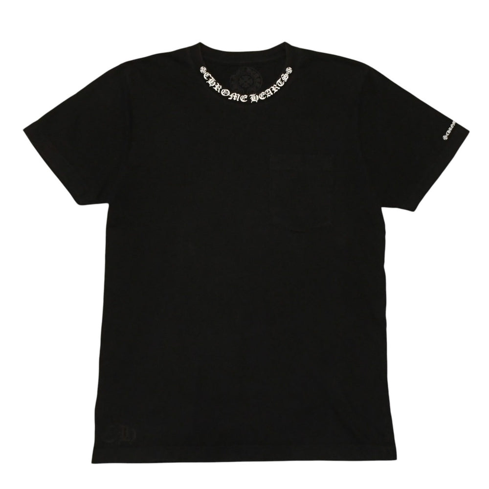 CHROME HEARTS クロムハーツ 半袖Tシャツ サイズM オールドイングリッシュ ネックロゴ スクロールラベル ブラック 美品 中古 4a006278