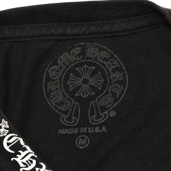 CHROME HEARTS クロムハーツ 半袖Tシャツ サイズM オールドイングリッシュ ネックロゴ スクロールラベル ブラック 美品 中古 4a006278