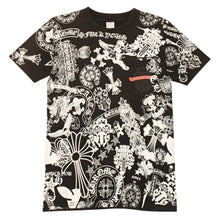 画像をギャラリービューアに読み込む, CHROME HEARTS クロムハーツ 総柄半袖Tシャツ サイズS FOTI オールオーバープリント ブラック ホワイト 美品 中古 4a006284