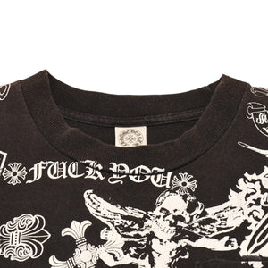 CHROME HEARTS クロムハーツ 総柄半袖Tシャツ サイズS FOTI オールオーバープリント ブラック ホワイト 美品 中古 4a006284