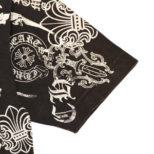 CHROME HEARTS クロムハーツ 総柄半袖Tシャツ サイズS FOTI オールオーバープリント ブラック ホワイト 美品 中古 4a006284