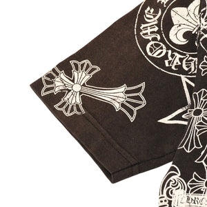 CHROME HEARTS クロムハーツ 総柄半袖Tシャツ サイズS FOTI オールオーバープリント ブラック ホワイト 美品 中古 4a006284