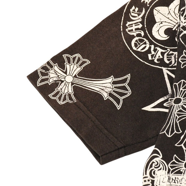 CHROME HEARTS クロムハーツ 総柄半袖Tシャツ サイズS FOTI オールオーバープリント ブラック ホワイト 美品 中古 4a006284