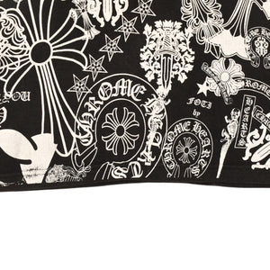 CHROME HEARTS クロムハーツ 総柄半袖Tシャツ サイズS FOTI オールオーバープリント ブラック ホワイト 美品 中古 4a006284
