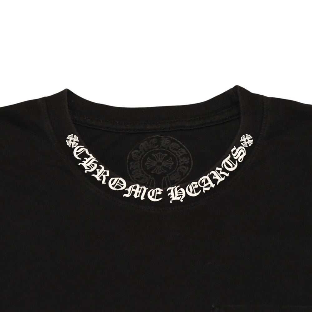 CHROME HEARTS クロムハーツ 半袖Tシャツ サイズM オールドイングリッシュ ネックロゴ スクロールラベル ブラック 美品 中古 4a006278