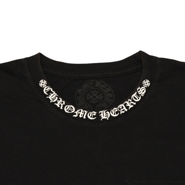 CHROME HEARTS クロムハーツ 半袖Tシャツ サイズM オールドイングリッシュ ネックロゴ スクロールラベル ブラック 美品 中古 4a006278