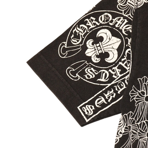 CHROME HEARTS クロムハーツ 総柄半袖Tシャツ サイズS FOTI オールオーバープリント ブラック ホワイト 美品 中古 4a006284
