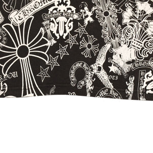 CHROME HEARTS クロムハーツ 総柄半袖Tシャツ サイズS FOTI オールオーバープリント ブラック ホワイト 美品 中古 4a006284