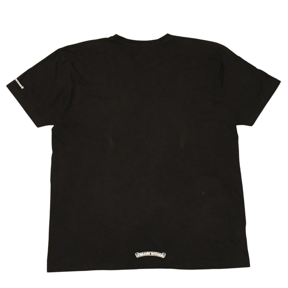 極美品 CHROME HEARTS クロムハーツ 半袖Tシャツ サイズXXL ネックロゴ オールドイングリッシュ スクロールラベル ブラック 中古 4a006276