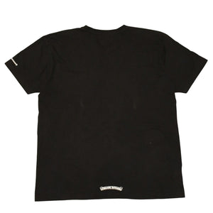 極美品 CHROME HEARTS クロムハーツ 半袖Tシャツ サイズXXL ネックロゴ オールドイングリッシュ スクロールラベル ブラック 中古 4a006276