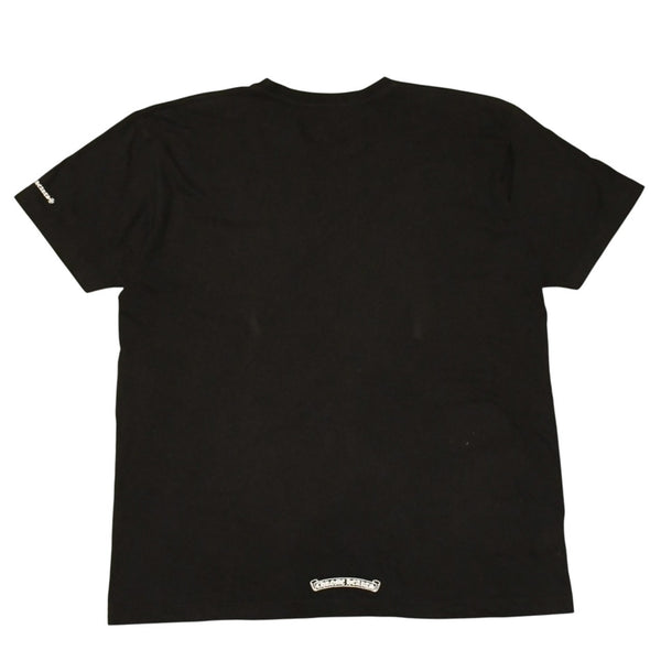 極美品 CHROME HEARTS クロムハーツ 半袖Tシャツ サイズXXL ネックロゴ オールドイングリッシュ スクロールラベル ブラック 中古 4a006276