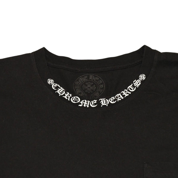 極美品 CHROME HEARTS クロムハーツ 半袖Tシャツ サイズXXL ネックロゴ オールドイングリッシュ スクロールラベル ブラック 中古 4a006276