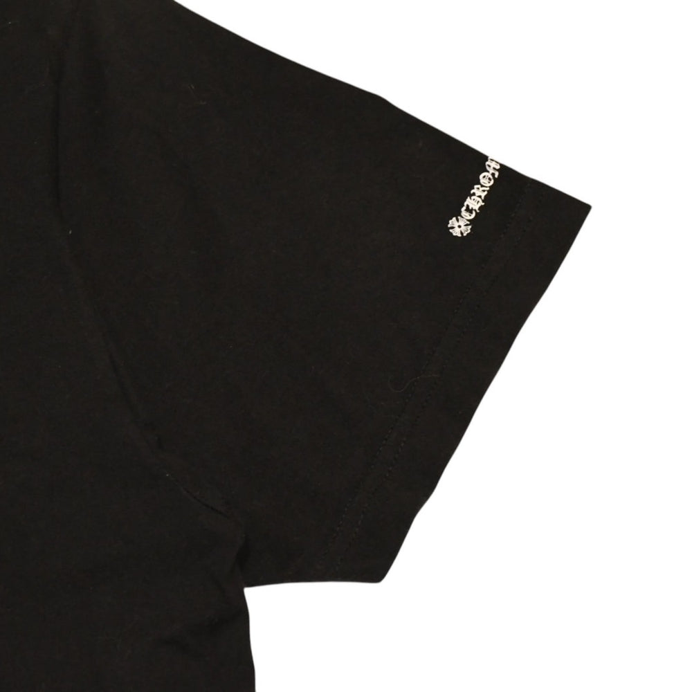 極美品 CHROME HEARTS クロムハーツ 半袖Tシャツ サイズXXL ネックロゴ オールドイングリッシュ スクロールラベル ブラック 中古 4a006276