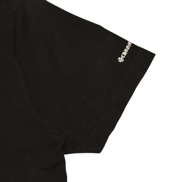 極美品 CHROME HEARTS クロムハーツ 半袖Tシャツ サイズXXL ネックロゴ オールドイングリッシュ スクロールラベル ブラック 中古 4a006276