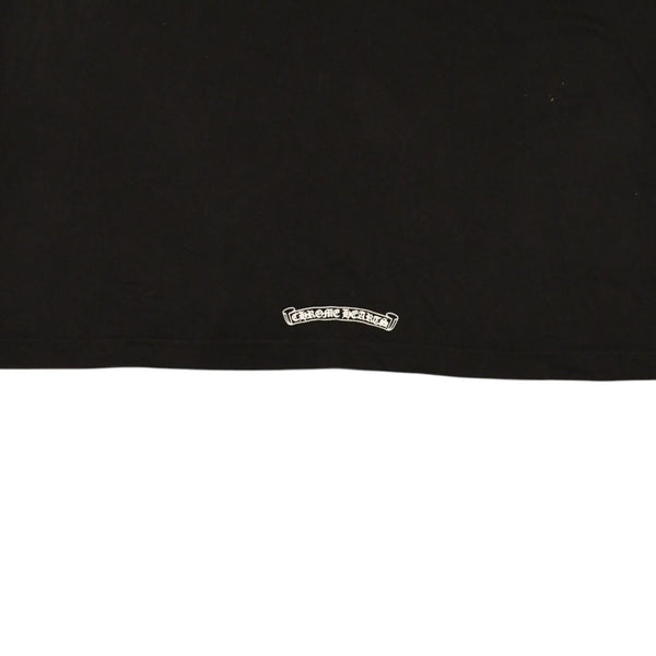 極美品 CHROME HEARTS クロムハーツ 半袖Tシャツ サイズXXL ネックロゴ オールドイングリッシュ スクロールラベル ブラック 中古 4a006276